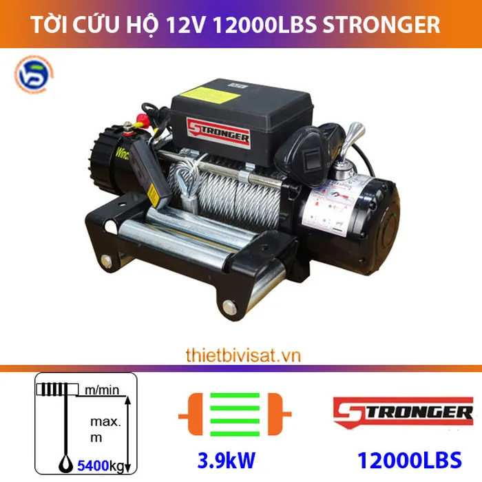 Tời cứu hộ 12v 12000LBS Stronger cho ô tô bán tải, xe du lịch