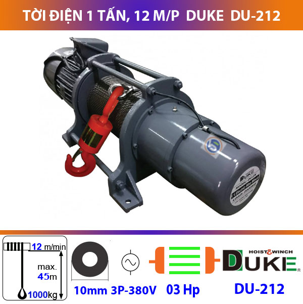 tời điện 1 tấn DU-212 tời điện 1 tấn DU-212