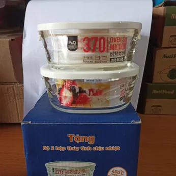 COMBO 2 HỘP THUỶ TINH LOCK 370ML NẮP TRƠN