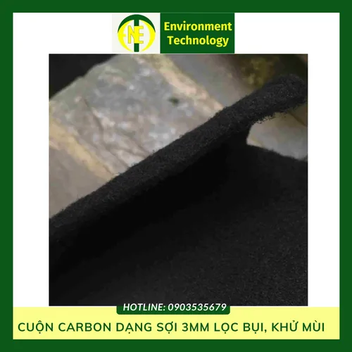 Cuộn carbon dạng sợi 3mm lọc bụi khử mùi