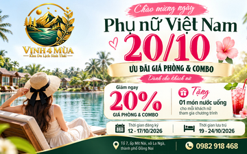 VỊNH 4 MÙA ƯU ĐÃI 20% NGÀY PHỤ NỮ VIỆT NAM