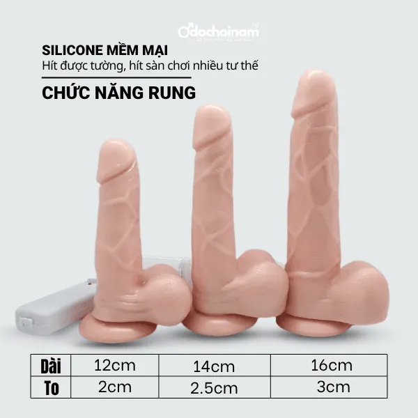 Dương vật giả rung hít tường, hít sàn 16cm - [Quà tặng: Gel bôi trơn 200ml]