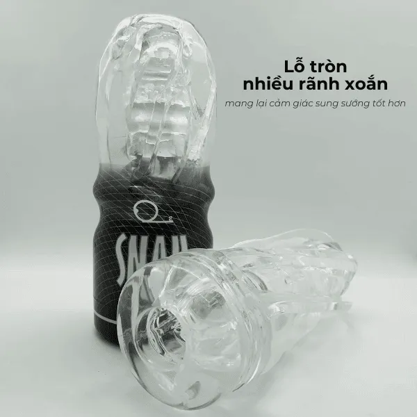 Cốc thủ dâm cầm tay Snail Cup trong suốt cho nam -  Đen [Quà tặng: Gel bôi trơn 200ml] 