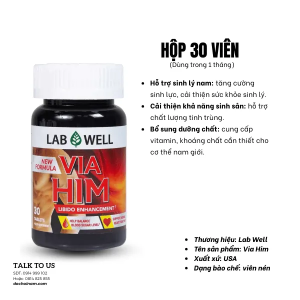 Viên Uống Tăng Cường Sinh Lý Nam Lab Well Via Him – Made in USA