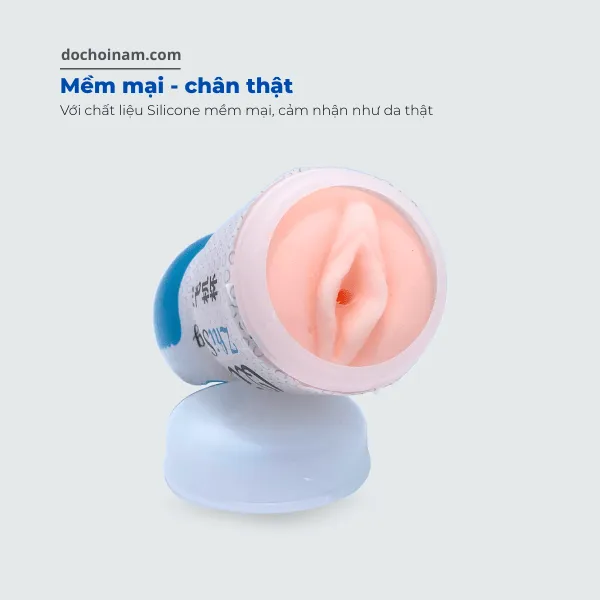 Cốc thủ dâm Qing cho nam, mềm mại, chân thật, hình âm đạo, giá rẻ, dễ vệ sinh - Xanh dương - [Quà tặng: Gel bôi trơn 200ml]