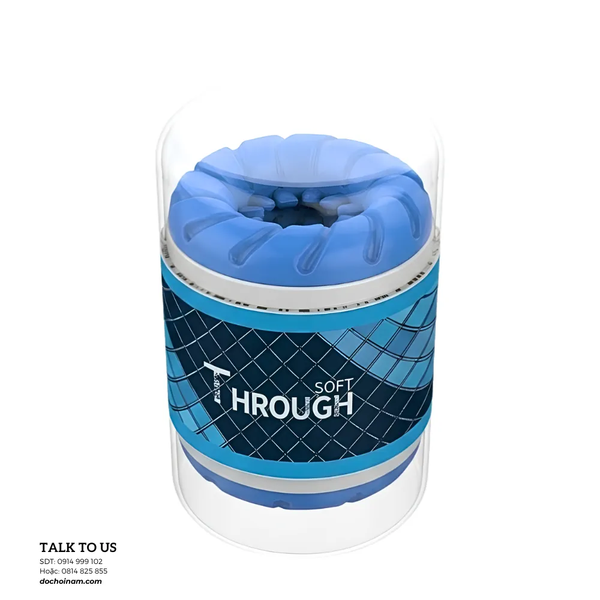 Cốc thủ dâm hai đầu Through cho nam - Xanh dương [Quà tặng: Gel bôi trơn 200ml] 