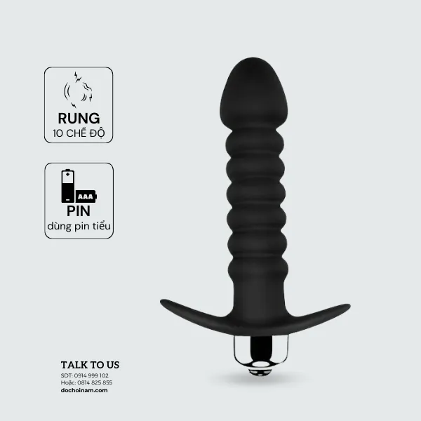 Plug Rung Kích Thích Hậu Môn - Sử Dụng Pin Tiểu - [Quà tặng: Gel bôi trơn 200ml]