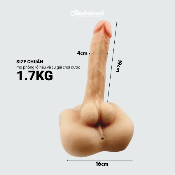 Búp bê tình dục dương vật lớn, thân hình nam, có lỗ đụ - [Quà tặng: Gel bôi trơn 200ml]