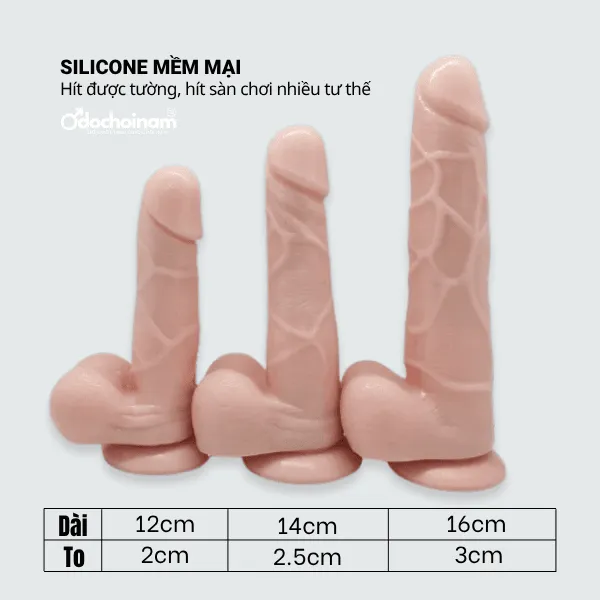 Dương vật giả hít tường, hít sàn 16cm - [Quà tặng: Gel bôi trơn 200ml] 