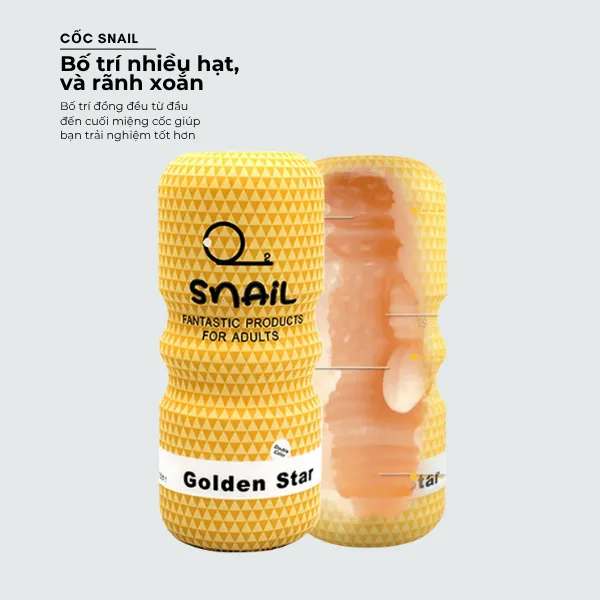 Cốc thủ dâm Snail Cup Golden Star cầm tay cho nam -  Phiên bản đôi môi [Quà tặng: Gel bôi trơn 200ml] 
