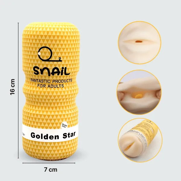 Cốc thủ dâm Snail Cup Golden Star cầm tay cho nam -  Phiên bản đôi môi [Quà tặng: Gel bôi trơn 200ml] 