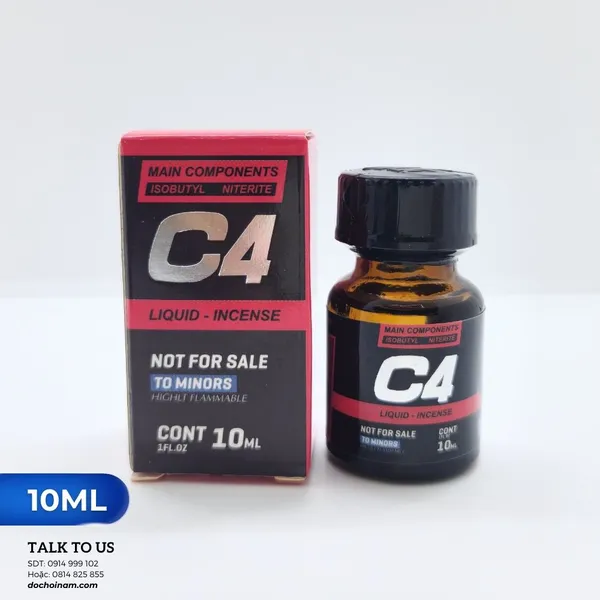 Popper 10ml C4 Đỏ Liquid - Incense tăng cảm giác hưng phấn 