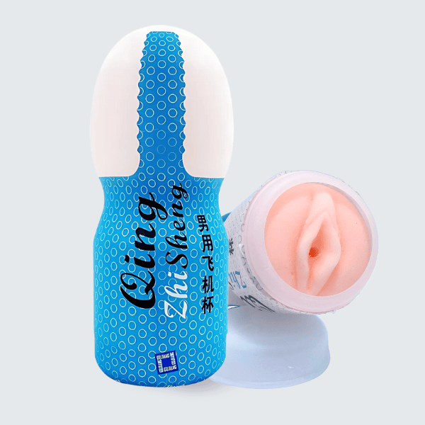 Cốc thủ dâm Qing cho nam, mềm mại, chân thật, hình âm đạo, giá rẻ, dễ vệ sinh - Xanh dương - [Quà tặng: Gel bôi trơn 200ml]