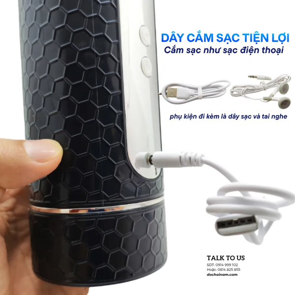 Cốc Rung Cu 2 Đầu – Rung Mạnh, Thiết Kế 2 Đầu Độc Đáo | Sạc USB - [Quà tặng: Gel bôi trơn 200ml]  