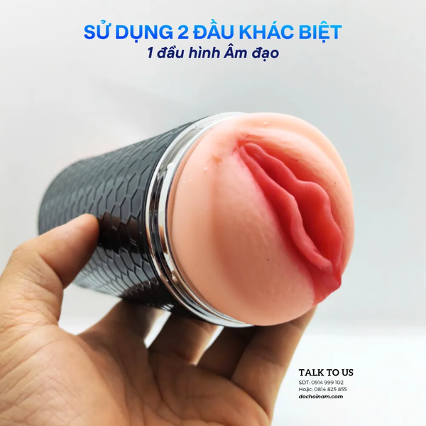 Cốc Rung Cu 2 Đầu – Rung Mạnh, Thiết Kế 2 Đầu Độc Đáo | Sạc USB - [Quà tặng: Gel bôi trơn 200ml]  