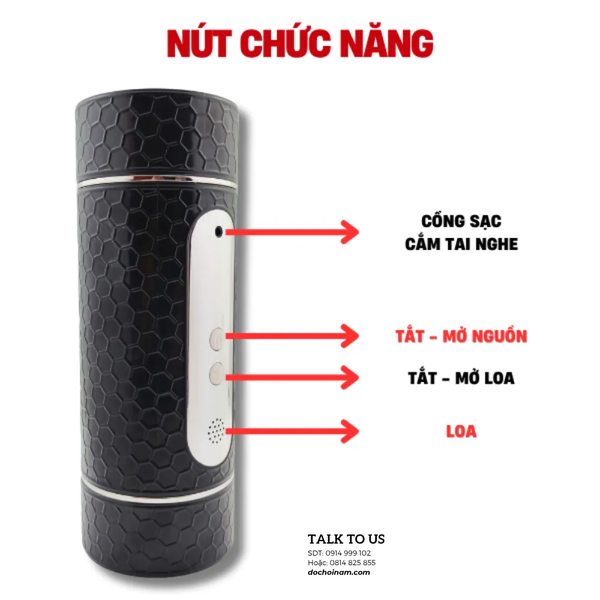 Cốc Rung Cu 2 Đầu – Rung Mạnh, Thiết Kế 2 Đầu Độc Đáo | Sạc USB - [Quà tặng: Gel bôi trơn 200ml]  