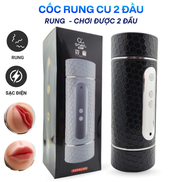 Cốc Rung Cu 2 Đầu – Rung Mạnh, Thiết Kế 2 Đầu Độc Đáo | Sạc USB - [Quà tặng: Gel bôi trơn 200ml]  