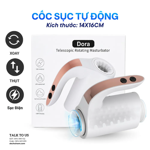 Cốc Sục Cu Tự Động Xoay Thụt Telescopic – Máy Massage Nam Cao Cấp 10 Chế Độ Rung Đẩy -  [Quà tặng: Gel bôi trơn 200ml]  