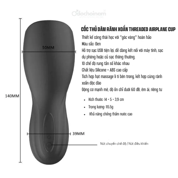 Cốc Rung Thần Kỳ, rung 10 chế độ kích thích dương vật cho nam  -  [Quà tặng: Gel bôi trơn 200ml] 