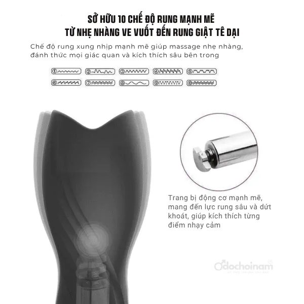 Cốc Rung Thần Kỳ, rung 10 chế độ kích thích dương vật cho nam  -  [Quà tặng: Gel bôi trơn 200ml] 