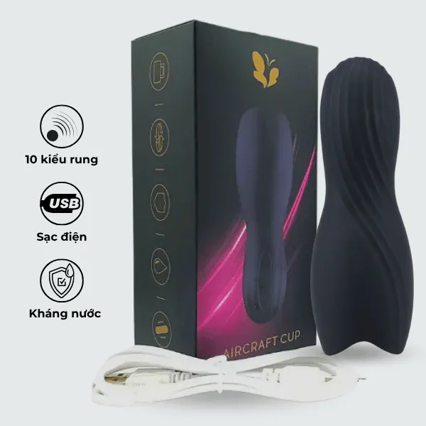 Cốc Rung Thần Kỳ, rung 10 chế độ kích thích dương vật cho nam  -  [Quà tặng: Gel bôi trơn 200ml] 