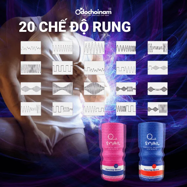Cốc thủ dâm Snail Dancing Queen 20 chế đệ Rung,  Hậu Môn (Hồng) -  [Quà tặng: Gel bôi trơn 200ml]