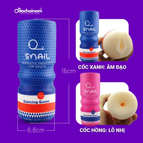 Cốc thủ dâm Snail Dancing Queen 20 chế đệ Rung,  Hậu Môn (Hồng) -  [Quà tặng: Gel bôi trơn 200ml]