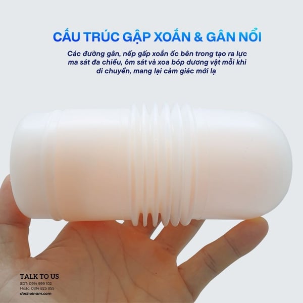 Cốc Massage Nam Giới QING Cải Tiến - Thiết Kế Gập Xoắn Linh Hoạt, Silicone Mềm Mịn Đàn Hồi- [ Quà tặng: Gel bôi trơn 200ml]