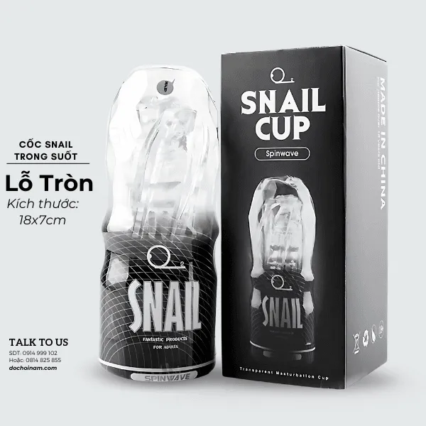 Cốc thủ dâm cầm tay Snail Cup trong suốt cho nam -  Đen [Quà tặng: Gel bôi trơn 200ml] 