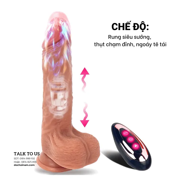 Cu giả lắc lư 20cm – Rung thụt ngoáy cực sâu - [Quà tặng: Gel bôi trơn 200ml + Hộp BCS]