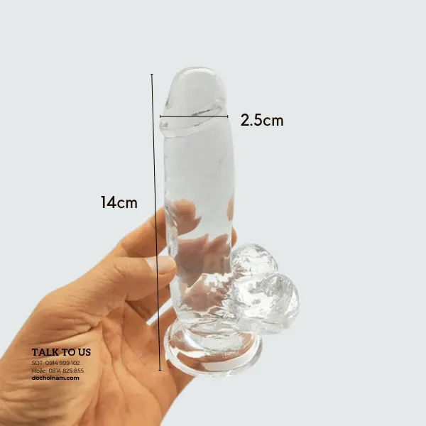 Dương Vật Giả Trong Suốt 14cm Hít Tường – Cu Giả Gắn Tường Mềm Dẻo, Sexy, Đồ Chơi Tình Dục Cho Gay- [Quà tặng: Gel bôi trơn 200ml] 