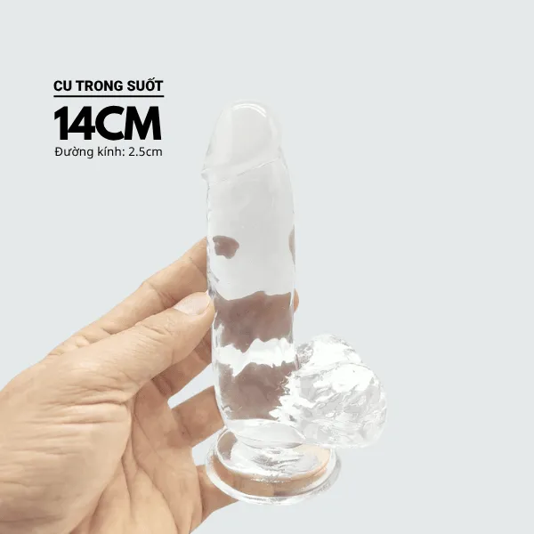 Dương Vật Giả Trong Suốt 14cm Hít Tường – Cu Giả Gắn Tường Mềm Dẻo, Sexy, Đồ Chơi Tình Dục Cho Gay- [Quà tặng: Gel bôi trơn 200ml] 
