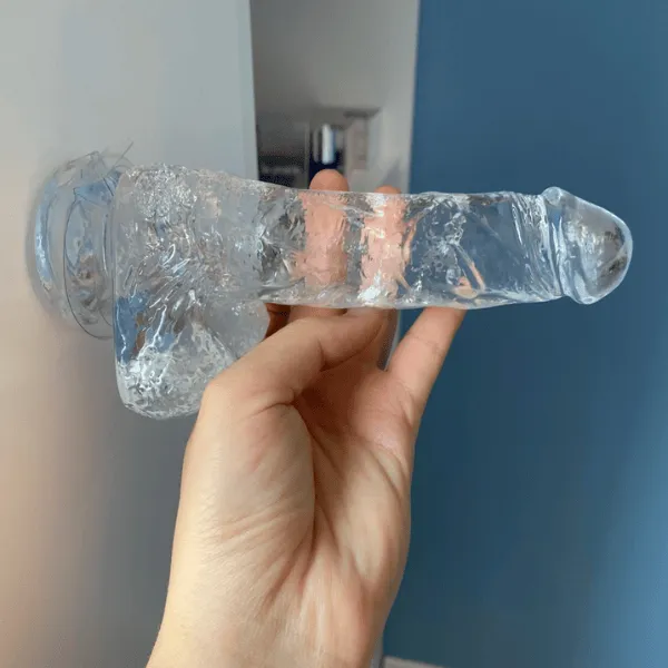 Cu giả trong suốt hít tường, hít sàn 16cm - [Quà tặng: Gel bôi trơn 200ml]