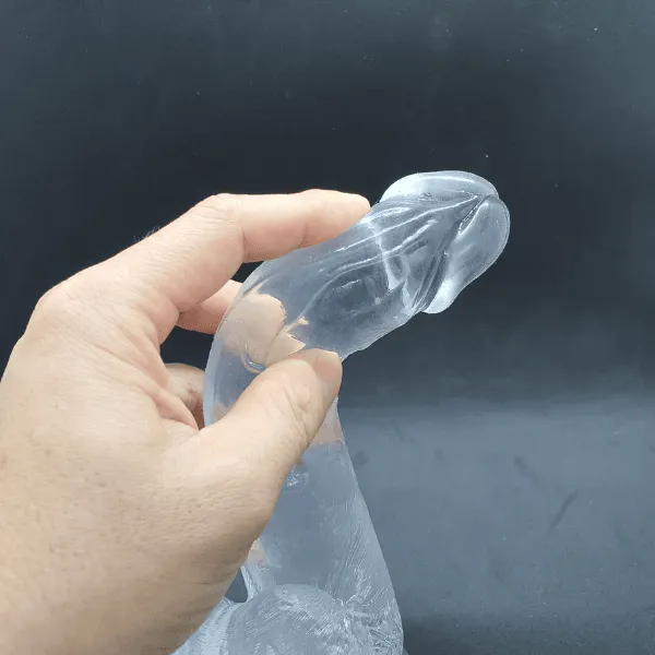 Cu giả trong suốt hít tường, hít sàn 16cm - [Quà tặng: Gel bôi trơn 200ml]