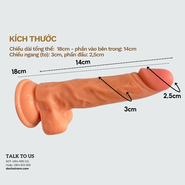 Dương Vật Giả Hít Tường 18cm – Đồ Chơi Tình Dục Cho Gay Gắn Tường Cực Phê - [Quà tặng: Gel bôi trơn 200ml] 