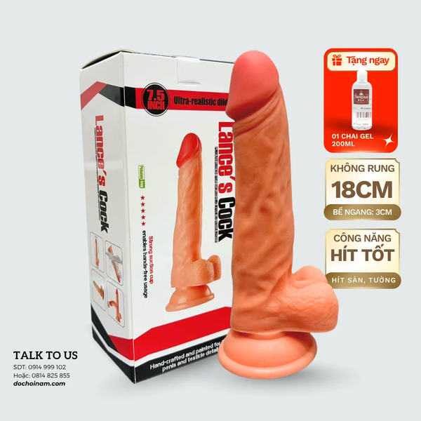 Dương Vật Giả Hít Tường 18cm – Đồ Chơi Tình Dục Cho Gay Gắn Tường Cực Phê - [Quà tặng: Gel bôi trơn 200ml] 