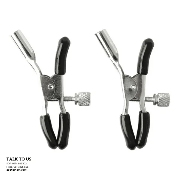 Kẹp Vú Inox Tạo Khoái Cảm Có Núm Vặn Điều Chỉnh Lực – Bọc Nhựa Êm, An Toàn