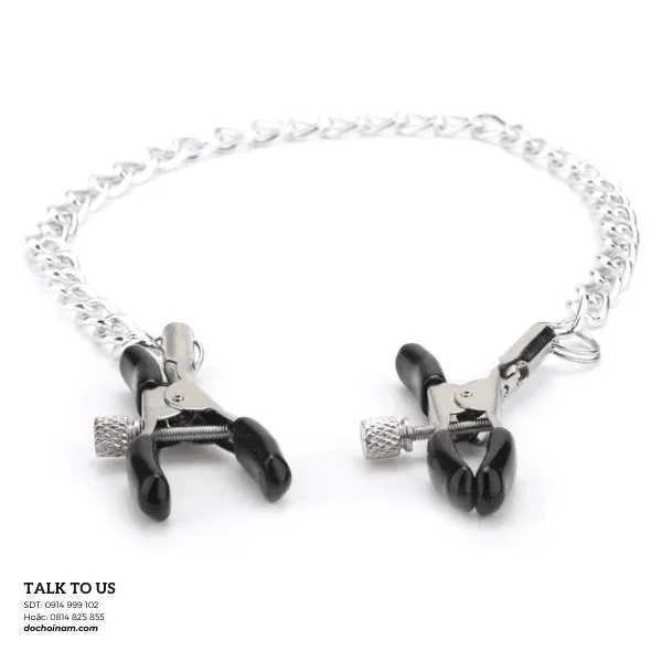 Kẹp Vú Tình Dục Inox Có Dây Xích – Đồ Chơi BDSM Sexy Cho Cặp Đôi