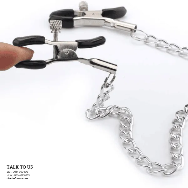 Kẹp Vú Tình Dục Inox Có Dây Xích – Đồ Chơi BDSM Sexy Cho Cặp Đôi