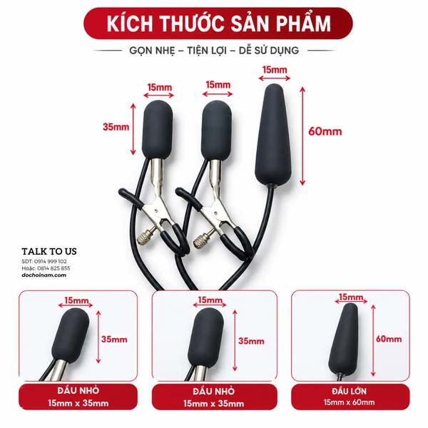 Bộ Kẹp Ty Rung Đa Điểm Cổng Sạc USB – 3 Đầu Rung Kích Thích Nhạy Cảm 10 Chế Độ - [ Tặng kèm gel: 200ml]