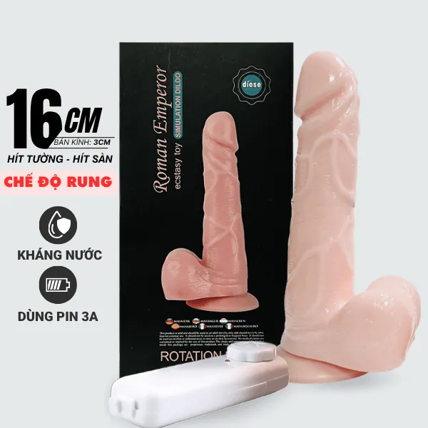 Dương vật giả rung hít tường, hít sàn 16cm - [Quà tặng: Gel bôi trơn 200ml]