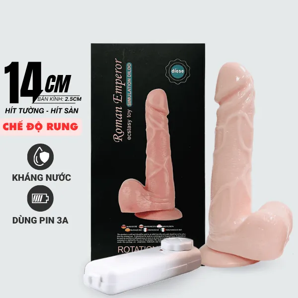 Dương vật giả rung hít tường, hít sàn 14cm - [Quà tặng: Gel bôi trơn 200ml]