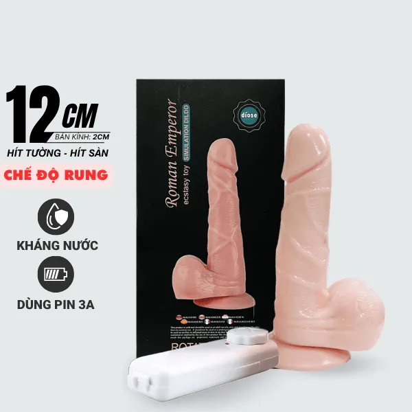 Dương vật giả rung hít tường, hít sàn 12cm - [Quà tặng: Gel bôi trơn 200ml]