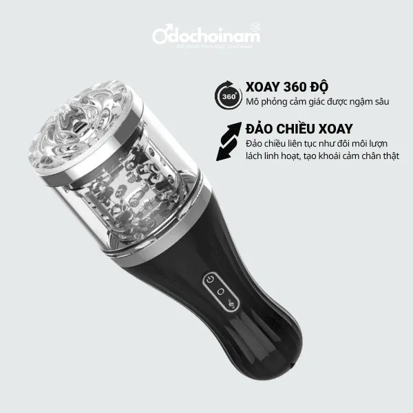 Máy Bú Cu Tự Động Cao Cấp Cho Nam – Xoay 360°, Đổi Chiều, Âm Thanh Rên Cực Sướng - [Quà tặng: Gel bôi trơn 200ml] 