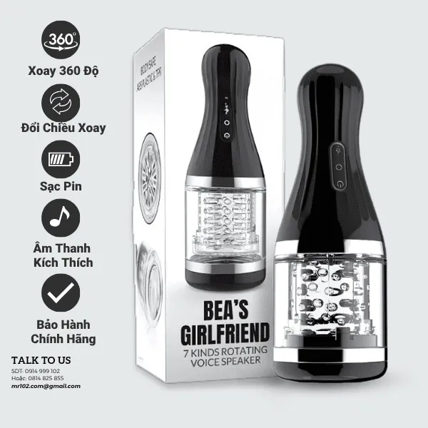 Máy Bú Cu Tự Động Cao Cấp Cho Nam – Xoay 360°, Đổi Chiều, Âm Thanh Rên Cực Sướng - [Quà tặng: Gel bôi trơn 200ml] 