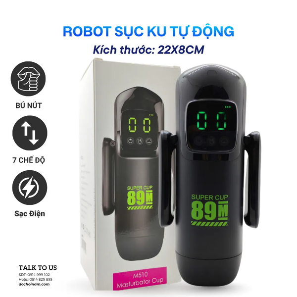 Robot Sục Tự Động Super Cup 89M – Máy Sục Nam Cầm Tay 7 Chế Độ Bút Nút, Co Bóp Cao Cấp - [Quà tặng: Gel bôi trơn 200ml] 