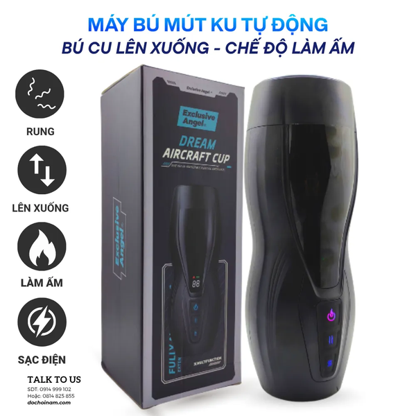 Máy Bú Mút Tự Động – Tự Động Lên Xuống, Rung & Làm Ấm | Sạc USB - [Quà tặng: Gel bôi trơn 200ml] 