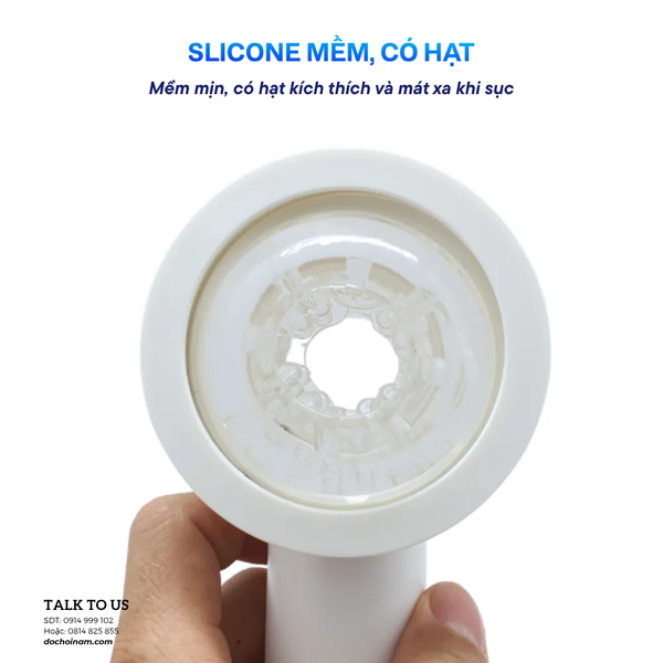 Máy Sục Tự Động Cho Nam TROUVAILLE CID-AM2002 – Silicone Mềm Hạt Kích Thích, Chân Đế Cố Định - [Quà tặng: Gel bôi trơn 200ml] 