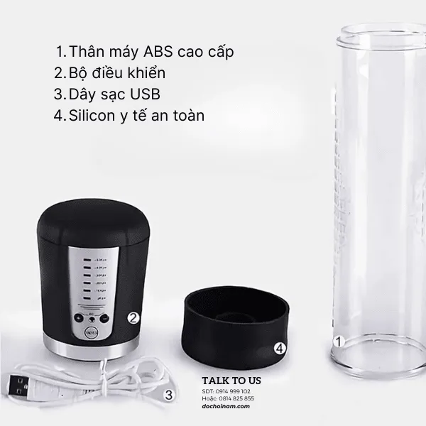 Máy Tập To Dương Vật Tự Động Penis Pump MEN PowerUp – Có Đồng Hồ Đo Áp Suất, Sạc USB