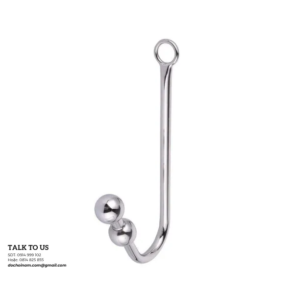 Dụng Cụ Móc Hậu Môn Kim Loại Cao Cấp – Plug Hậu Môn Dạng Móc Chữ J Kèm Vòng Xỏ Ngón - [TẶNG: GEL BÔI TRƠN]